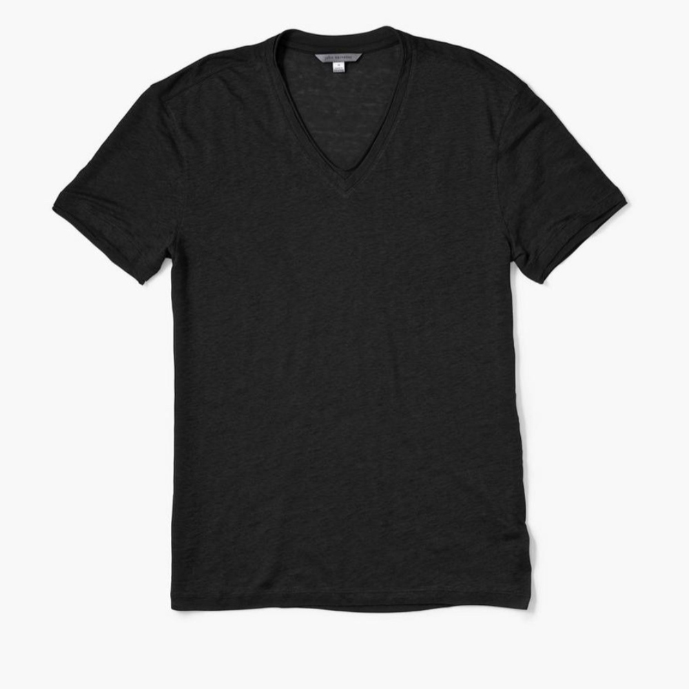 John Varvatos Black Linen V-neck t-shirt